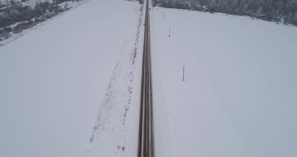 Winter Road in the Field