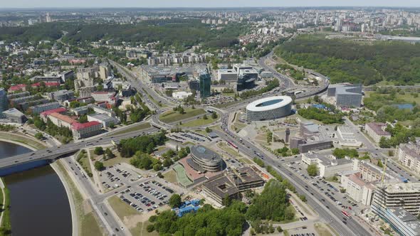 Vilnius City Capital of Lithuania. Right River Bank of River Neris