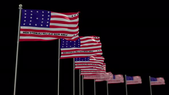 Bikini Atoll  Row Of Flags Animation Include Alpha Channel