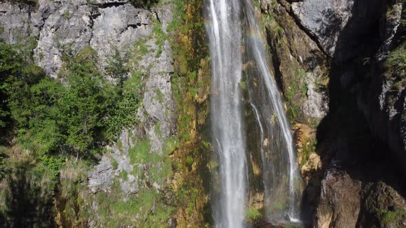 Beautiful Theth Waterfall Near Theth Village in Albanian Alps Mountains