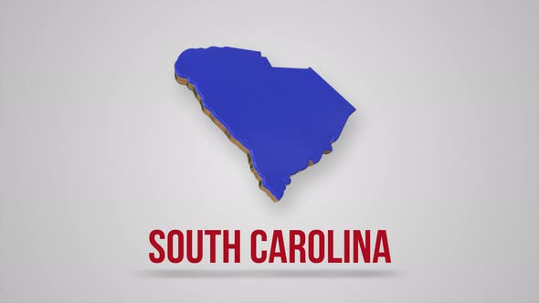 Line Animated Map Showing the State of South Carolina From the United State of America