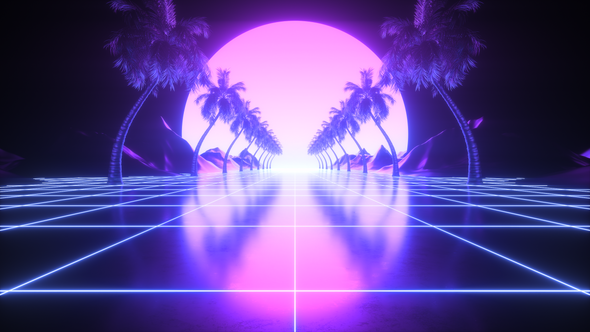 Synth Wave Retro Futurism Landscape Loop