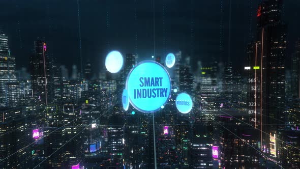 Digital Abstract Smart City Indusrty Badge