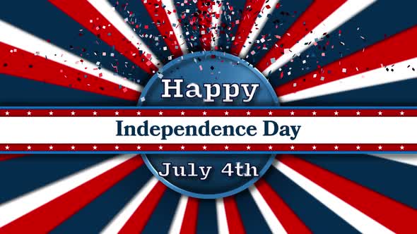 Animation of text Happy July 4th on blue circle with text Independence Day on white background