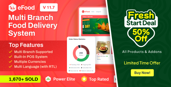 eFood - Food Delivery App with Laravel Admin Panel + Delivery Man App