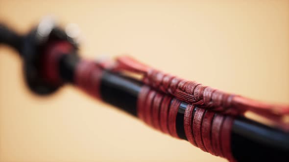 Asian Katana with Ornament Sward on Bright Background