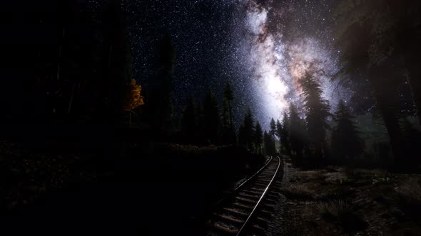 The Milky Way Above the Railway and Forest