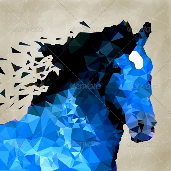 Abstract Horse of Geometric Shape Symbols
