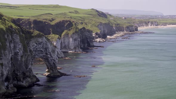 Whiterocks beach and Dunluce on the Causeway Coastal Route, Northern Ireland.