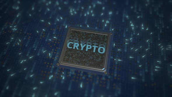 Computer Chip and Board with CRYPTO Text