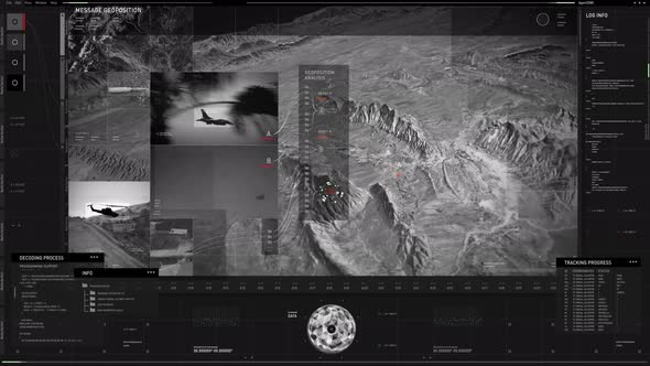 Futuristic Scan Concept Of A Military Tracking Operation Via Spying Software