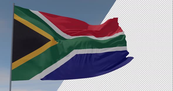 flag South Africa patriotism national freedom, seamless loop, alpha channel