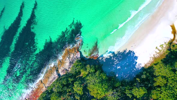 Aerial View Of White Sandy Beach