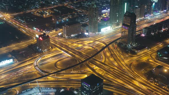 Aerial View of Highway Junction in Dubai UAE