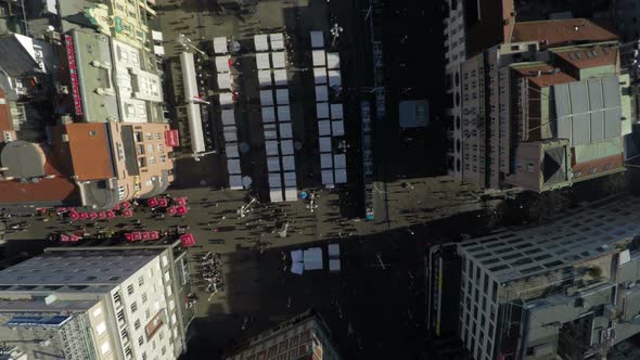 Aerial view of a market place