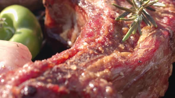 Close Up of delicious meat with rosemary