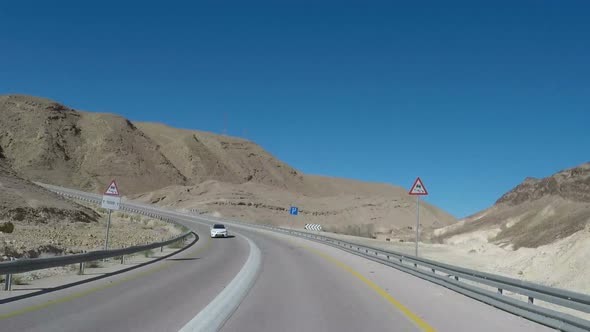 Timelapse of driving through the Negev desert in Israel