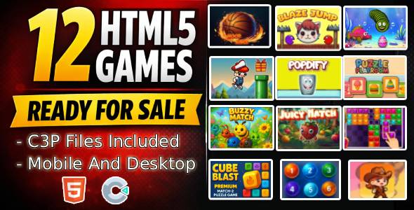 12-in-1 HTML5 Game Bundle (Ready-to-Use Projects)