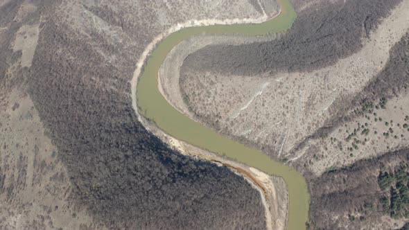 River Timok meander in Eastern Serbia 4K drone footage