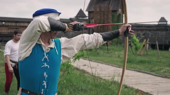 Group of Medieval Archers Are Training on Archery