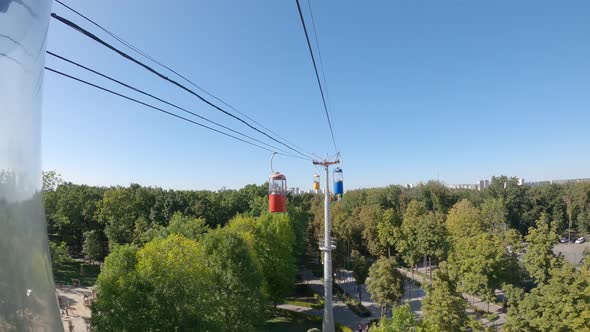 Aerial View From a Drone on a Cable Car in Kharkov