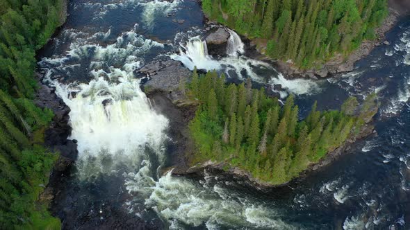 Ristafallet Waterfall in the Western Part of Jamtland