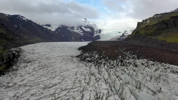 4K Glacier Aerial in Iceland Right to Left