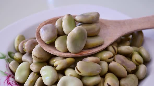 Boiled fresh pods, plateful of fresh pods boiled in boiling water