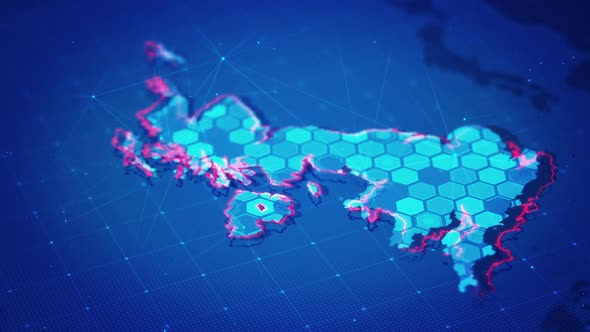 Digital Hexagons In United Kingdom Map