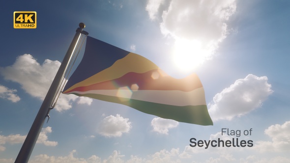 Seychelles Flag on a Flagpole V2 - 4K