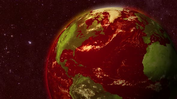 Red Realistic 3d Slow Rotated Earth With Star