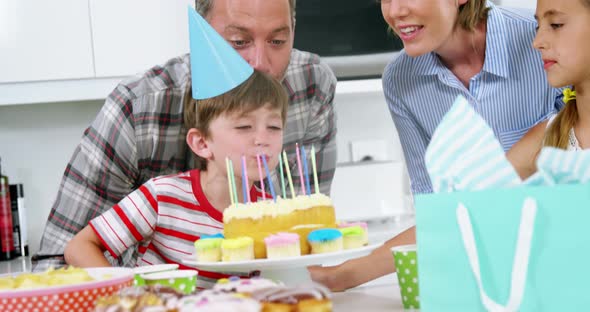 Family celebrating birthday