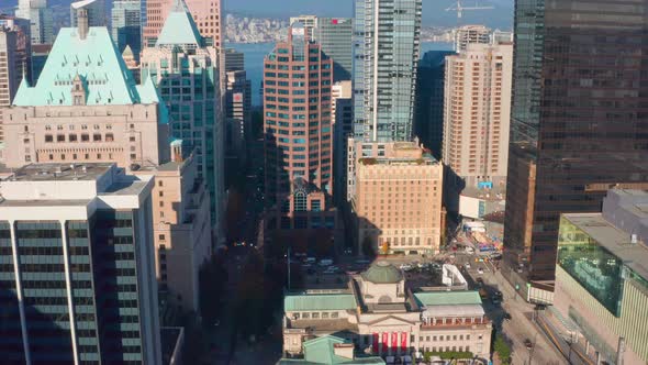 Vancouver Art Gallery, High-rise Buildings And Skyscrapers In Downtown Vancouver From Robson Square