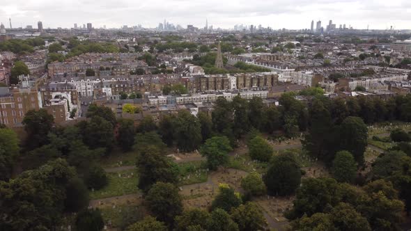 Aerial View of Brompton Cemetery and Urban Development in the Background