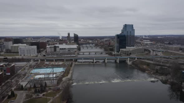 Aerial footage of Grand Rapids