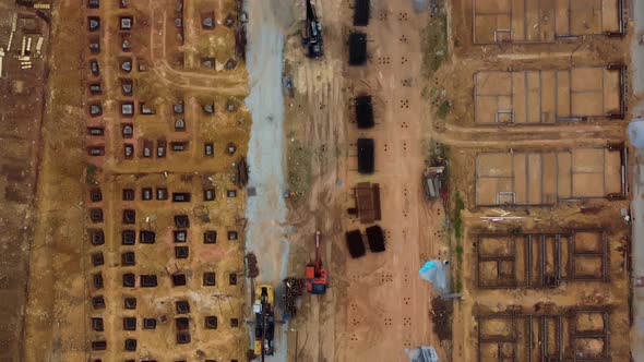 Construction site in yellow soil.