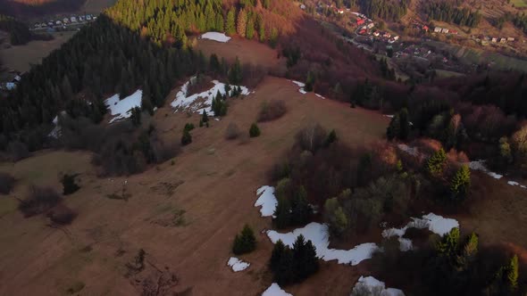 Aerial View  Telecommunication Tower with Antennas for Mobile Internet Network on Forest Background