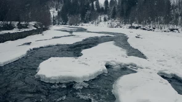 Snowy Mountain River Landscape