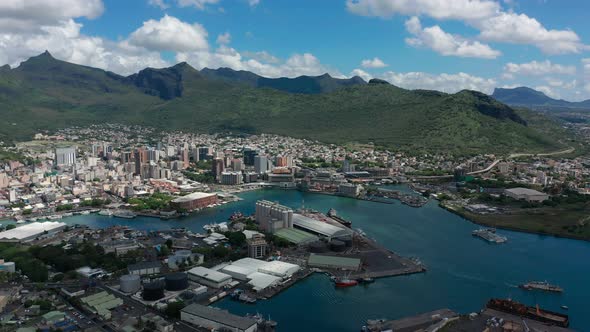 Aerial View Port Louis on Beautiful Sunny Day