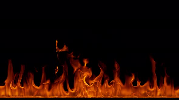 Super Slow Motion Shot of Fire Flames Isolated on Black Background at 1000Fps
