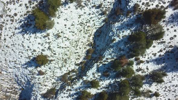 Aerial view of snowed mountains.