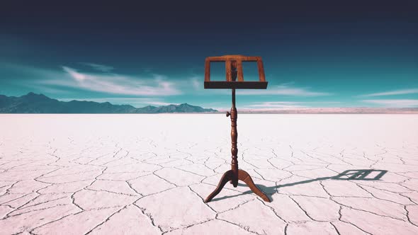 an Old Music Stand is on White Salt Desert