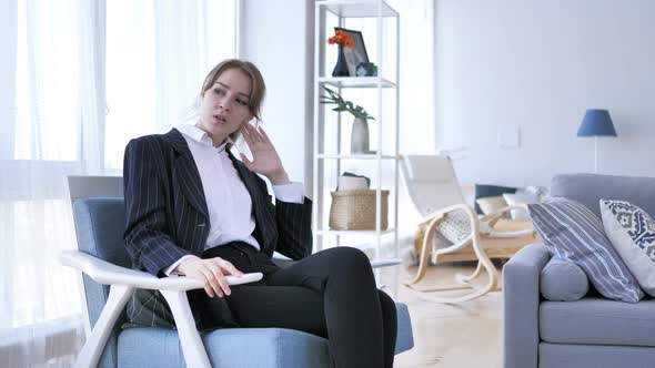 Tense Woman Thinking in Frustration about Problem