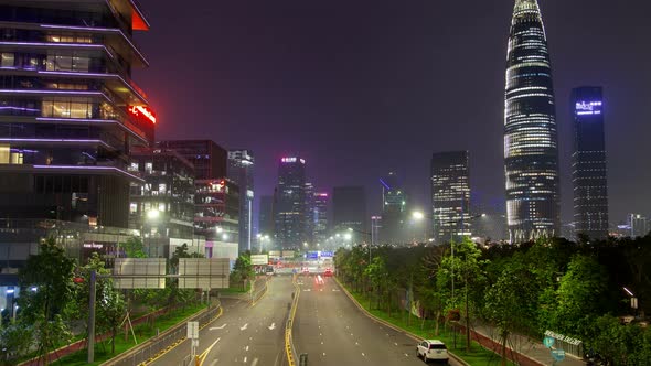 Timelapse Wide Street Road of Nanshan District in Shenzhen