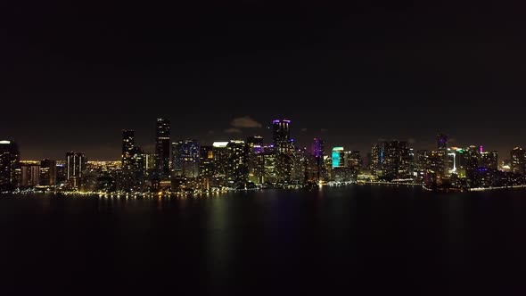 Night scape of Miami Bay at downtown Miami Florida United States