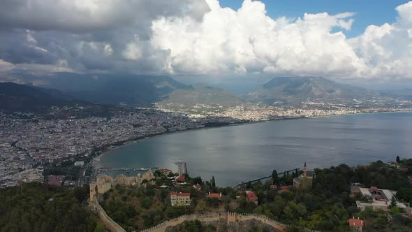 Alanya Castle Alanya Kalesi Aerial View of Mountain and City Turkey