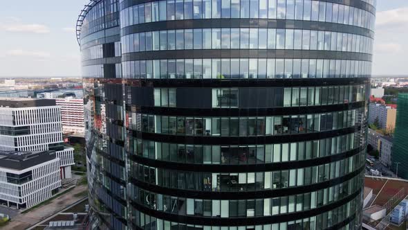 Aerial View of Modern Office Building with Big Windows