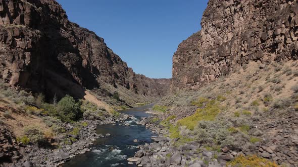 4k drone video of Rio Grande Gorge in New Mexico.