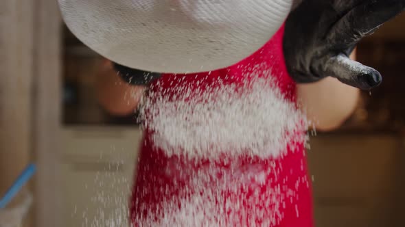 Slow Motion of Falling Sugar on Yeast Dough