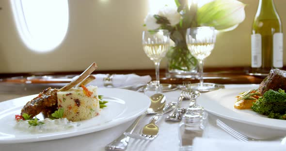 Food and drink served on a table 4k